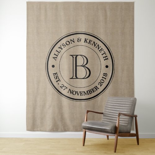 Create Your Own Burlap Logo Anniversary Monogram Tapestry
