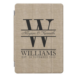 Create Your Own Burlap Retro Logo Monogram iPad Pro Cover