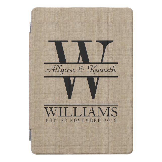 Create Your Own Burlap Retro Logo Monogram iPad Pro Cover (Front)