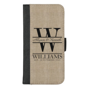 Create Your Own Burlap Retro Logo Monogram iPhone 8/7 Plus Wallet Case