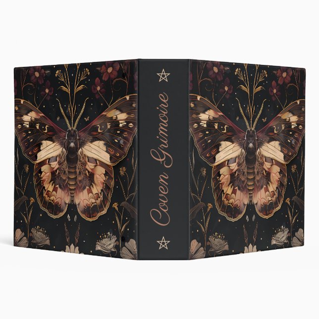 Create Your Own Burnished Ruby Moth Floral 3 Ring Binder (Background)