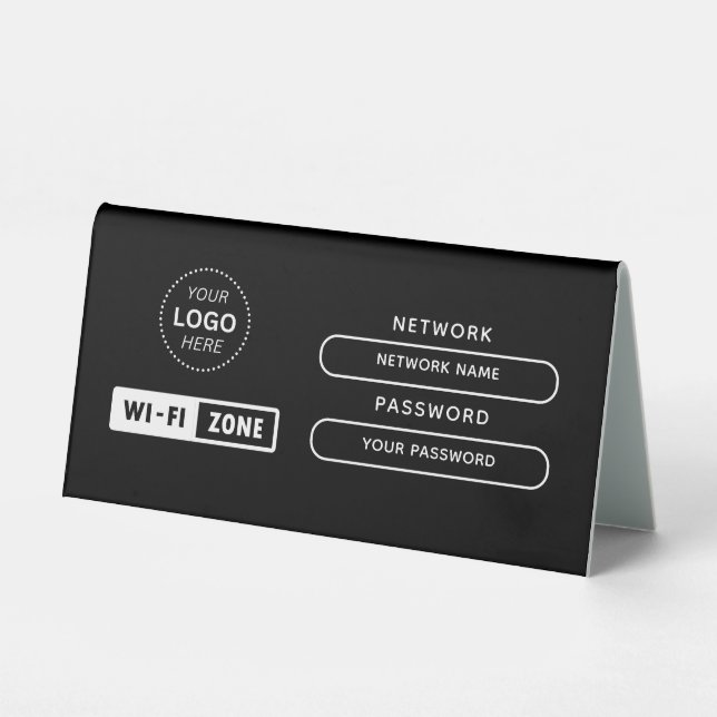 Create Your Own Business Logo Free wifi Zone Table Tent (Front)
