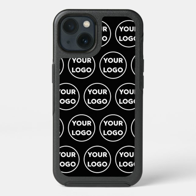 Create Your Own Business Logo Pattern on Black Otterbox iPhone Case (Back)