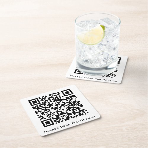 Create Your Own Business QR code Square Paper Coaster