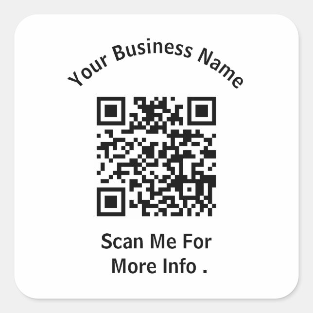 Create Your Own business QR Code  Square Sticker (Front)