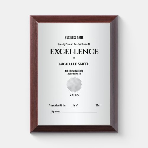 Create your own business school award faux silver