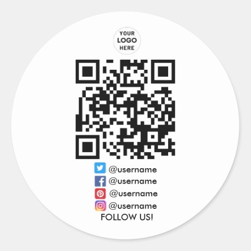 Create Your Own  Business  Social Media QR Code Classic Round Sticker