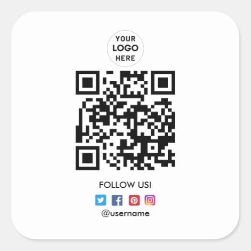 Create Your Own  Business  Social Media QR Code Square Sticker