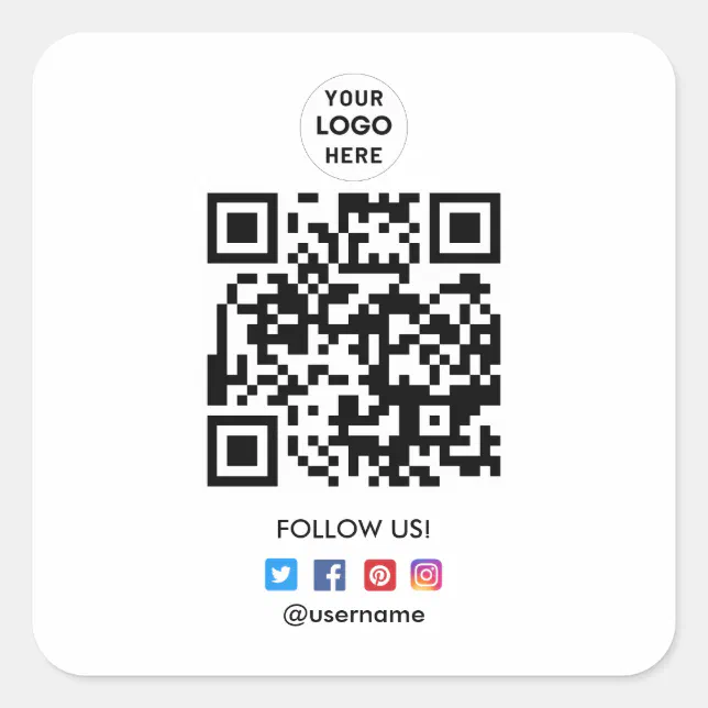 Qr Code Square Sticker Designs Create Your Own Business Social Media QR Code Square Sticker | Zazzle