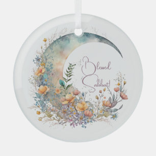 Create Your Own Buttercups Floral Crescent Moon Glass Ornament