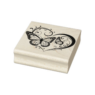 Create Your Own Butterflies Filigree Heart Rubber Stamp