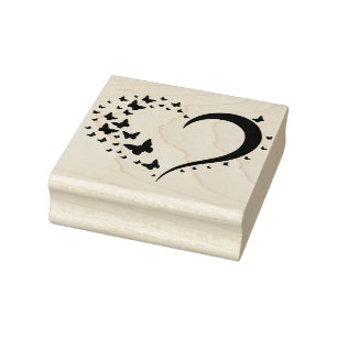 Create Your Own Butterflies Heart Rubber Stamp