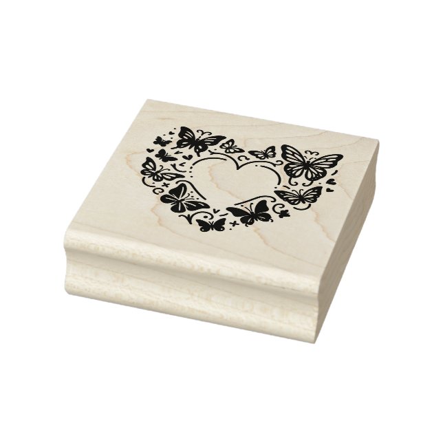 Create Your Own Butterflies Love Heart Rubber Stamp (Stamp)