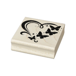 Create Your Own Butterflies Stars Heart Rubber Stamp