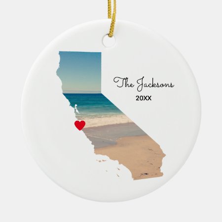 Create Your Own California Vacation Photo Ceramic Ornament
