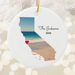 Create Your Own California Vacation Photo Ceramic Ornament