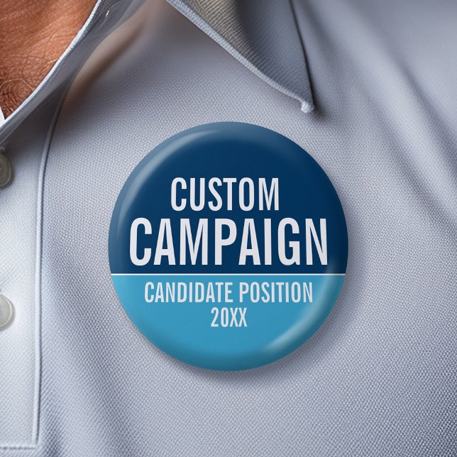 Create Your Own Campaign Gear - Light Blue & Navy Button (Custom Campaign Gear -- Create your own election swag for any candidate)