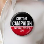 Create Your Own Campaign Gear - Red and Black Button<br><div class="desc">This basic, minimal design includes a black and red background with classic fonts. This traditional design works great for a city council campaign or local school board. Are you looking for election materials that you can use for a local election? This design is easy to customize. Add your name or...</div>