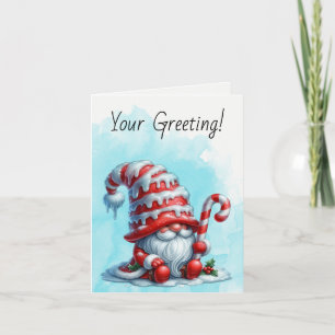 Create Your Own Candy Cane Christmas Gnome Holiday Card