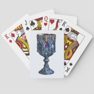 Create Your Own Carved Gothic Blue Stone Chalice Poker Cards