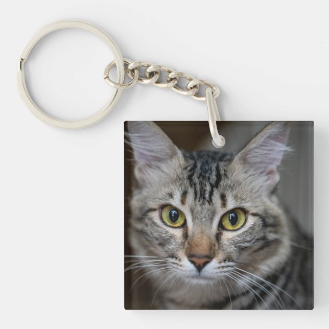 Create Your Own Cat Pet Photo Custom Picture Keychain (Front)