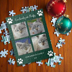 Create your own cat photo collage monogram name jigsaw puzzle