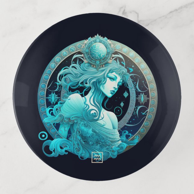 Create Your Own Celestial Aquarius Zodiac Trinket Tray (Front)