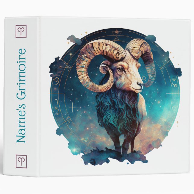 Create Your Own Celestial Aries Zodiac 3 Ring Binder (Front/Spine)