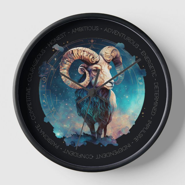 Create Your Own Celestial Aries Zodiac Clock (Front)