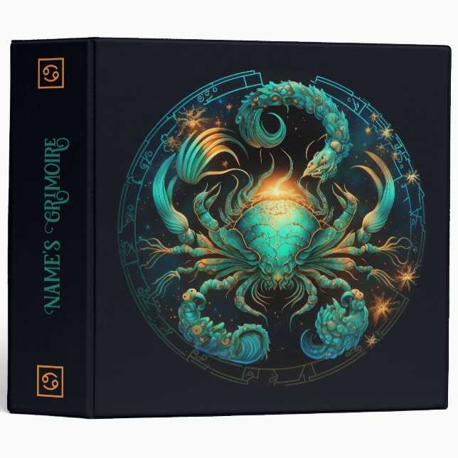 Create Your Own Celestial Cancer Zodiac 3 Ring Binder (Front/Spine)