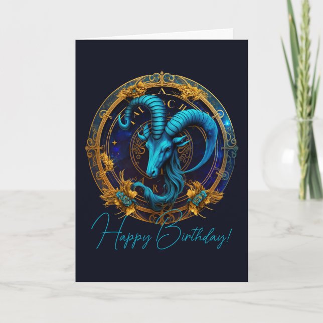 Create Your Own Celestial Capricorn Zodiac Holiday Card (Front)