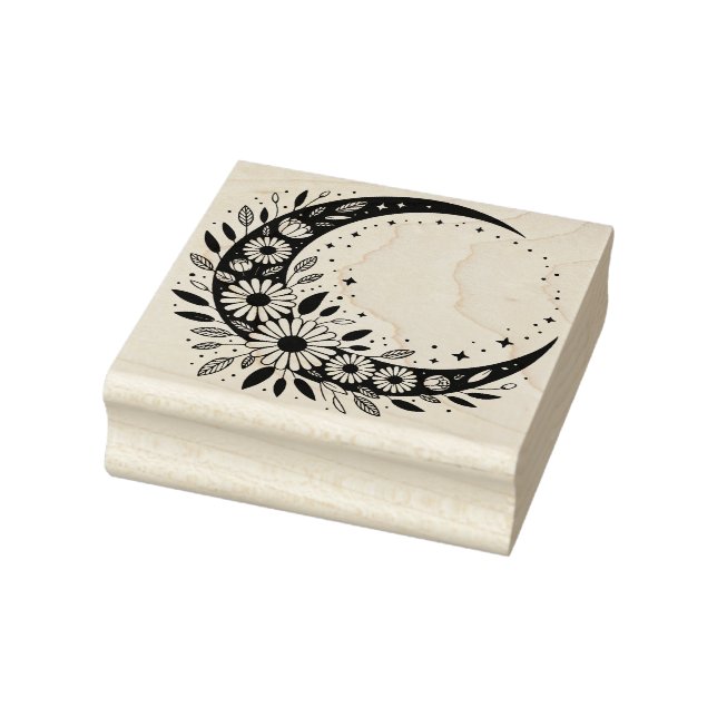 Create Your Own Celestial Crescent Moon Gerberas Rubber Stamp (Stamp)