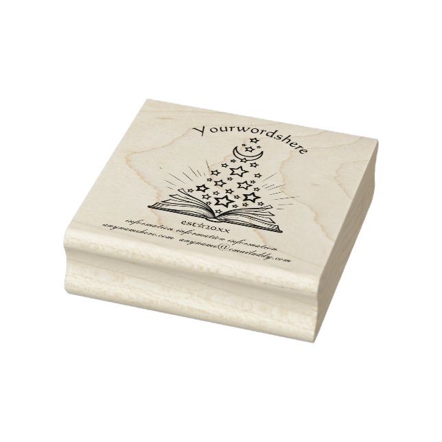 Create Your Own Celestial Crescent Moon Grimoire Rubber Stamp (Stamp)