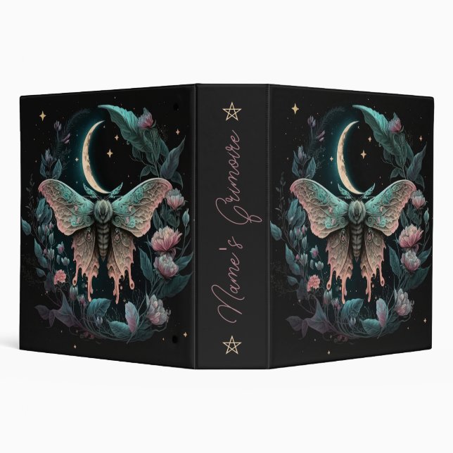 Create Your Own Celestial Garden Moth Floral 3 Ring Binder (Background)