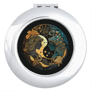 Create Your Own Celestial Gemini Monogrammed Compact Mirror