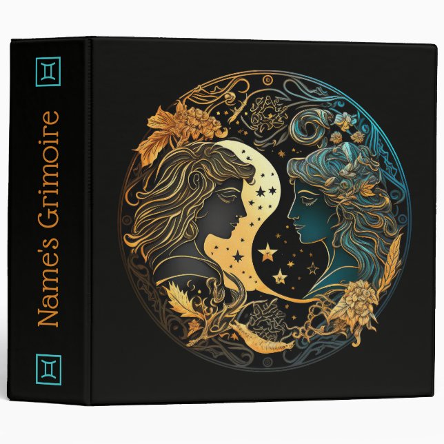 Create Your Own Celestial Gemini Zodiac 3 Ring Binder (Front/Spine)