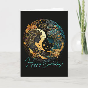 Create Your Own Celestial Gemini Zodiac Holiday Card