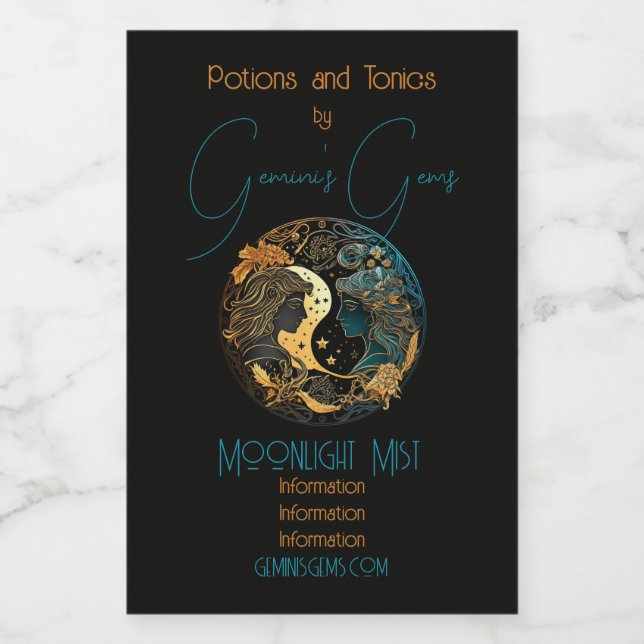 Create Your Own Celestial Gemini Zodiac Wine Label (Single Label)