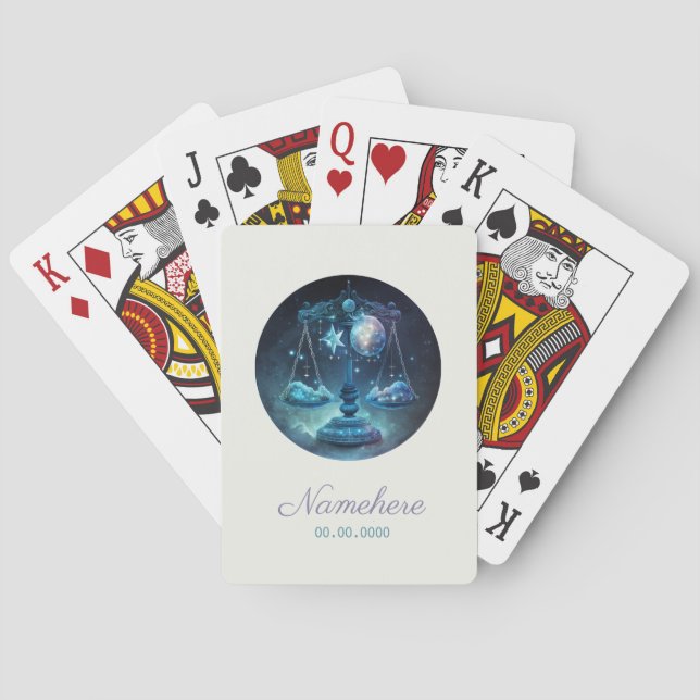 Create Your Own Celestial Libra Zodiac Poker Cards (Back)
