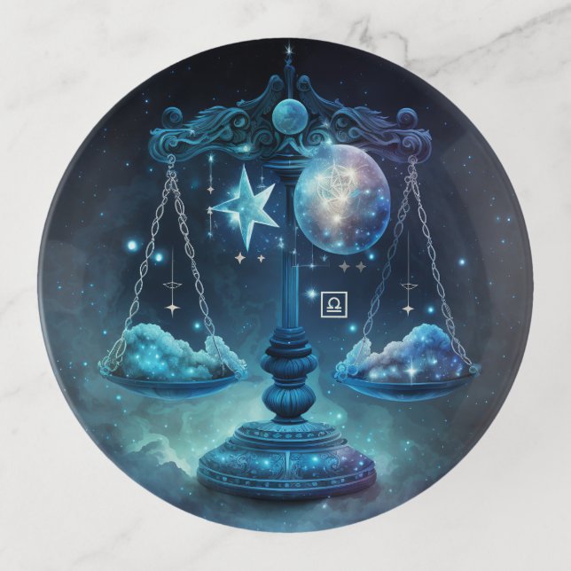 Create Your Own Celestial Libra Zodiac Trinket Tray (Front)
