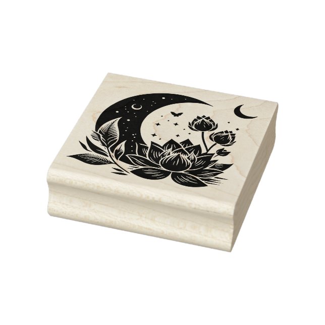 Create Your Own Celestial Lotus Flowers  Rubber Stamp (Stamp)