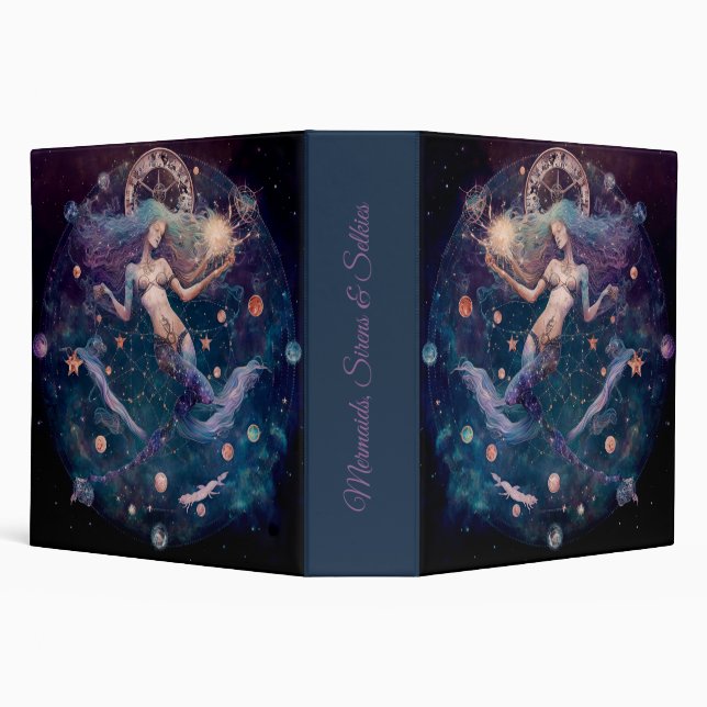Create Your Own Celestial Mermaid of Time 3 Ring Binder (Background)