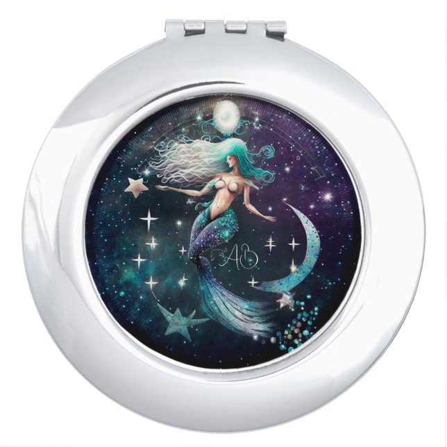Create Your Own Celestial Mermaid Paradise Compact Mirror (Front)