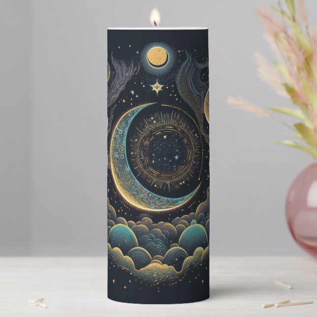 Create Your Own Celestial Moon & Clouds Pillar Candle (In Situ)