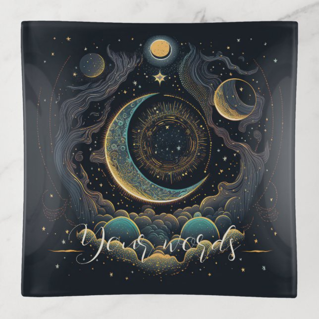 Create Your Own Celestial Moon & Clouds Trinket Tray (Front)