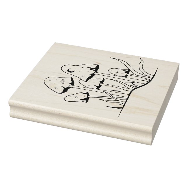 Create Your Own Celestial Moon Stars Mushrooms Rubber Stamp (Stamp)
