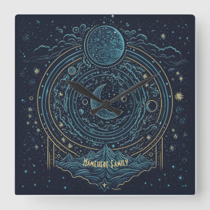 Create Your Own Celestial Moons & Mountains Square Wall Clock