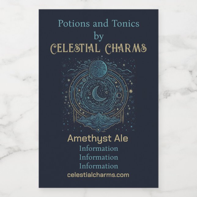 Create Your Own Celestial Moons & Mountains Wine Label (Single Label)
