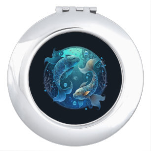 Create Your Own Celestial Pisces Monogrammed Compact Mirror
