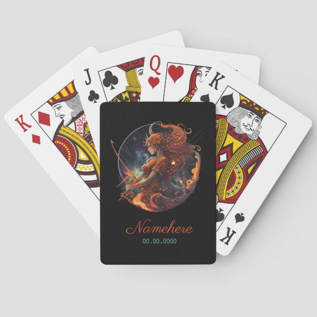Create Your Own Celestial Sagittarius Zodiac Poker Cards (Back)